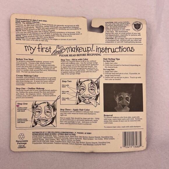 1995 Vintage Halloween Costume My First Witch/Ghost Makeup Hair Imagineering - Picture 5 of 16